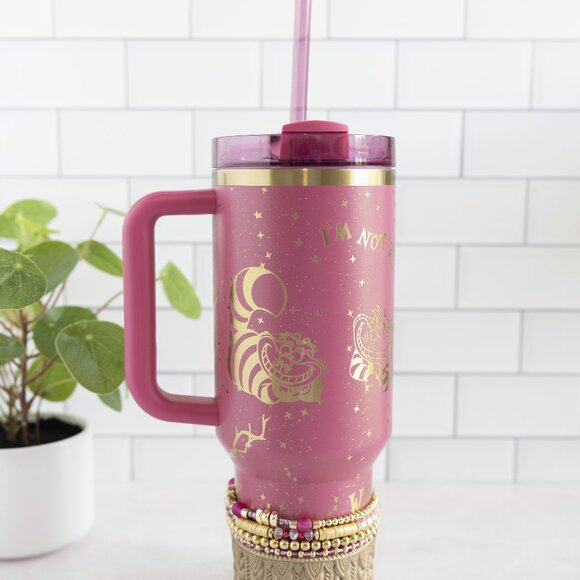 Custom Engraved Cheshire Alice in Wonderland Starbucks x Stanley Berry Pink - Picture 4 of 9